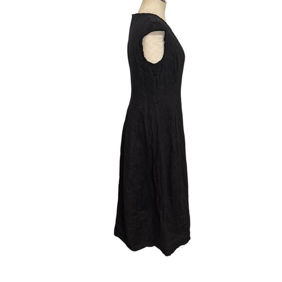 Lafayette 148 Linen Black Midi Dress with pockets Cap Sleeve Size Petite 12 - Picture 4 of 8